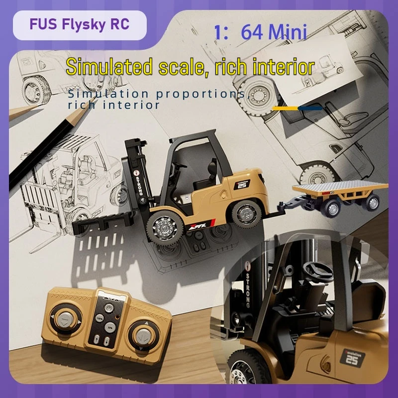 

RC Car Mini Alloy RC Forklift RC Engineering Cart 2.4G Mobile Phone Remote Control 1:64 Car Model Ornament Boy Holiday Gift