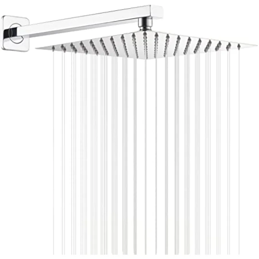 

Душевая лейка-тропический душ из полированной хромированной нержавеющей стали, 16 дюймов, с удлинительной ручкой, квадратная, большая, с эффектом водопада