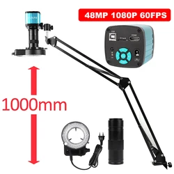 48MP 4K 1080P HDMI USB Industrial Video Microscope Camera 1X-150X Zoom C Mount Lens Remote Control For Digital Image Acquisition