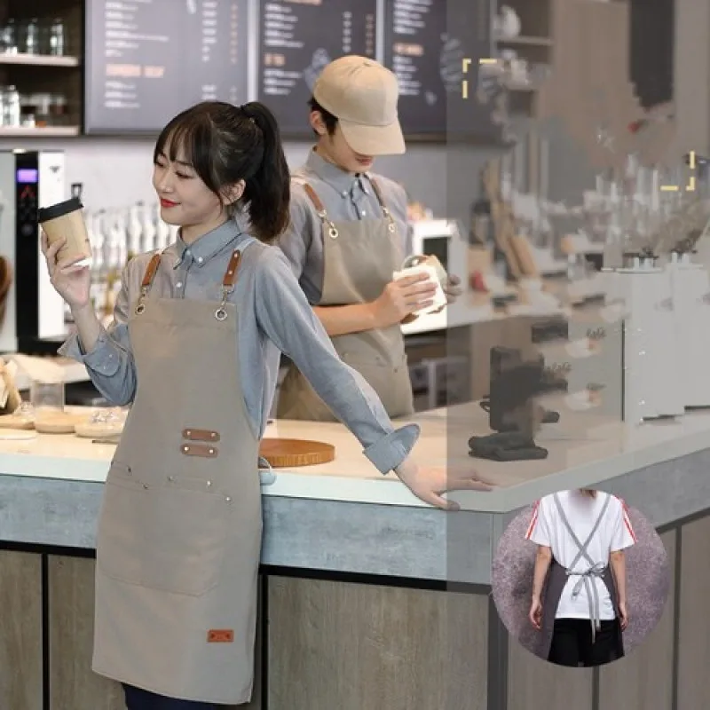 Long Style Generic Apron Man Woman Canvas Aprons Work Clothes With Pockets For Fashionable Restaurant Kitchen Waiter Work Apron