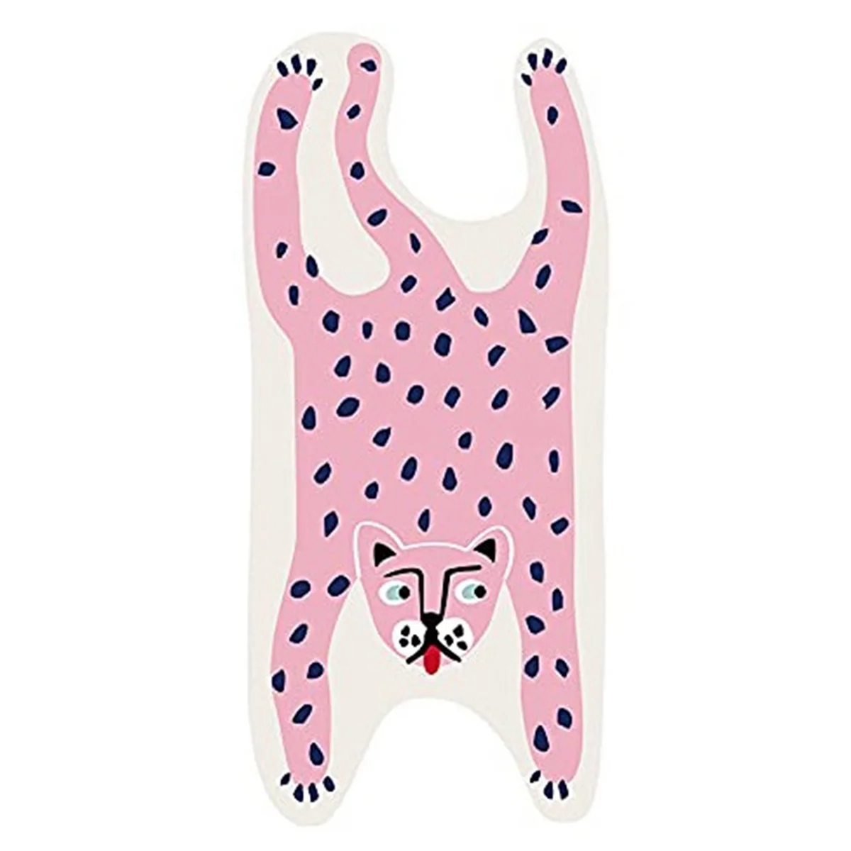 M05K 60X120cm Animal Shape Rug - Kawaii Pink Leopard Tiger Rug - Non-Slip Animal Shape Rug for Bedside or Floor A