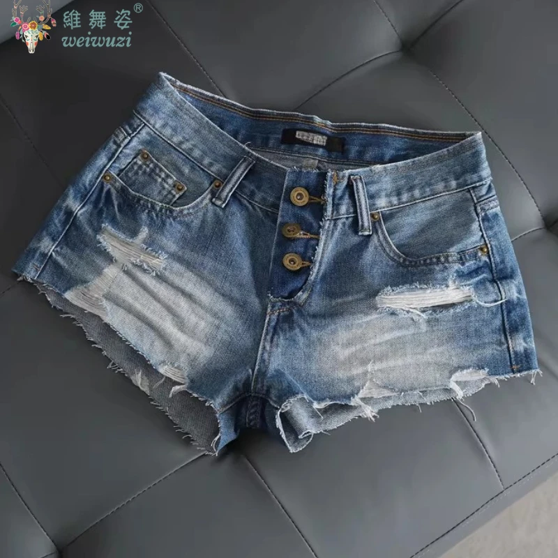 Fashion Sexy Low Waist Women Denim Shorts Summer Beach Slim Fit Tassel JEANS Hot Pants Spicy Girl Basic Style Leisure Streetwear
