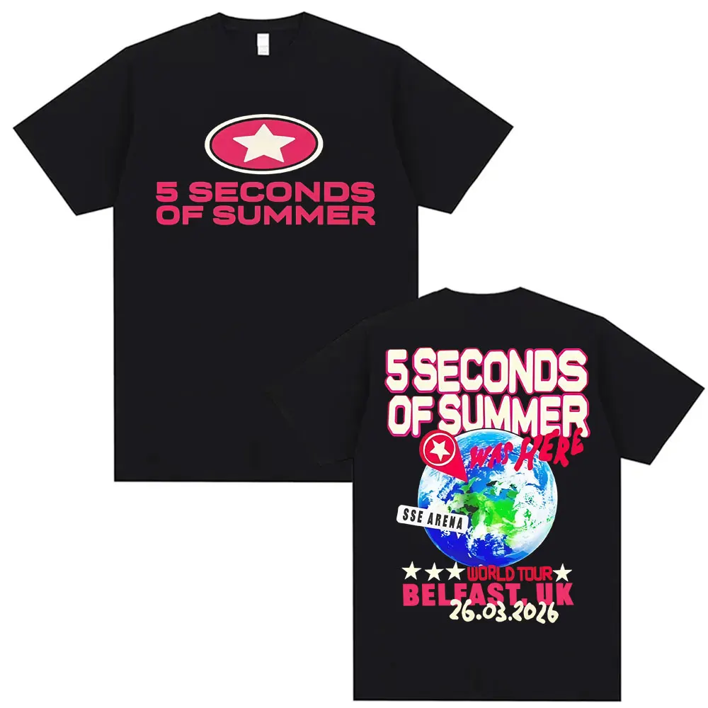 Camiseta 5 Seconds of Summer Everyone's A Star 2026 World Tour para Hombre y Mujer, Estilo Hip Hop, Moda Urbana, Camisetas de Verano Cómodas, Unisex