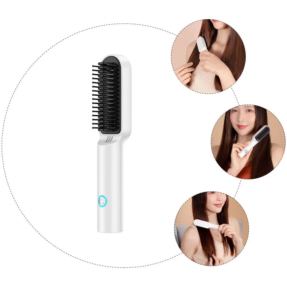 

1Set Electric Hair Straightener Comb USB Powered Smoothing Brush for Men and Women Portable Hair Styling Tool Lightweight Non