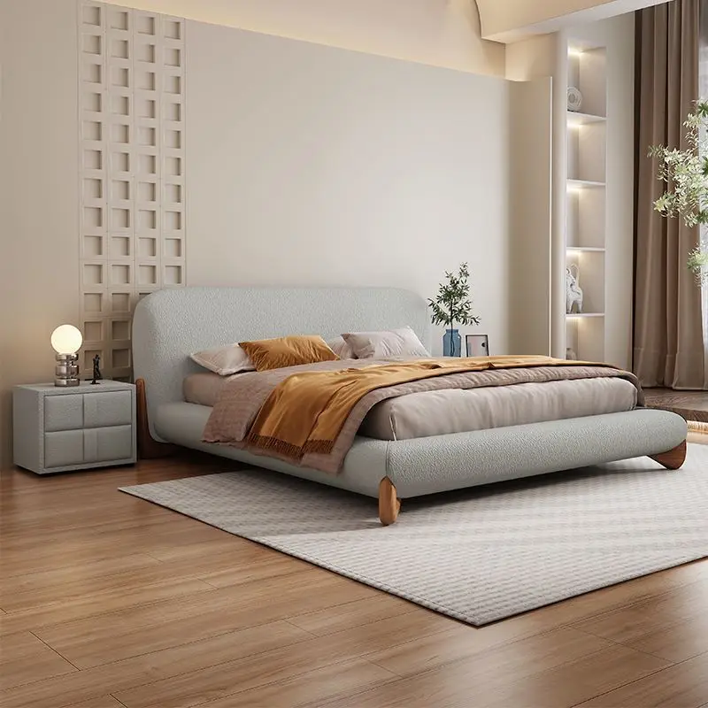 New Internet celebrity cream wind bubble lamb wool  modern simple bedroom double  technology fabric bed