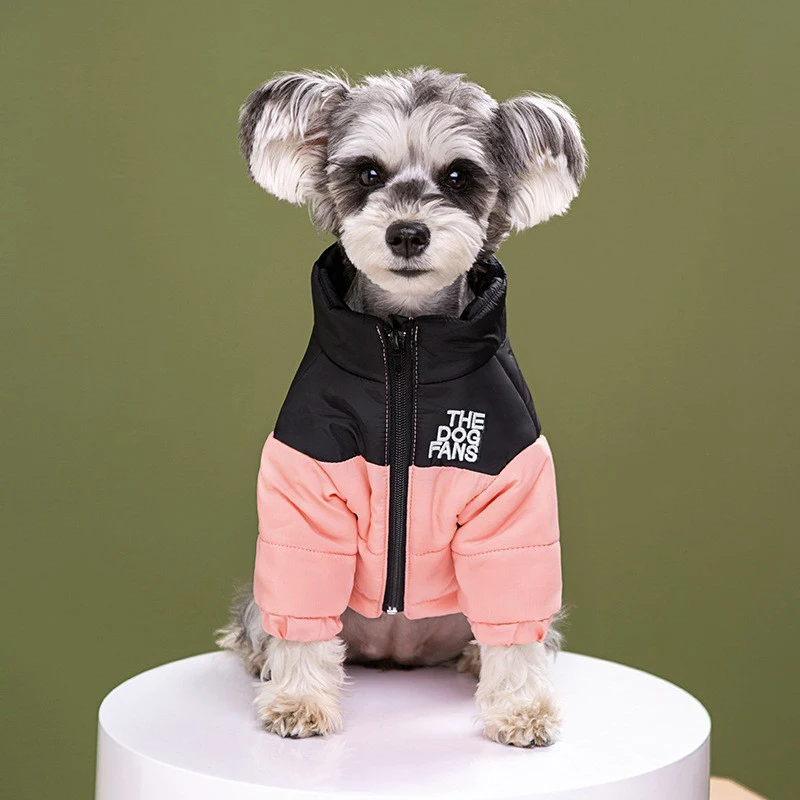 Fashion Dog Coat Clothes, Trendy Embroidered Dog Autumn and Winter Cotton Clothing, Pet Clothing, Thickened Warm Down Clothing