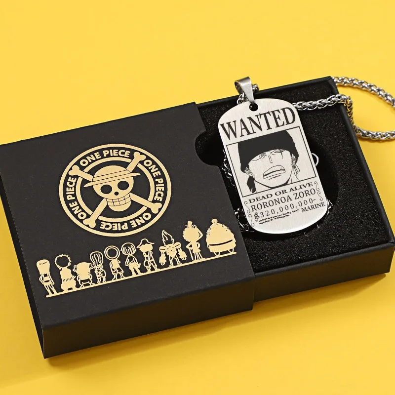 

Anime One Piece Luffy Zoro Ace Empress Shanks Nami Bounty Wanted Pendant Cute Catoon Alloy Necklace Pendant Boy Gift Toy
