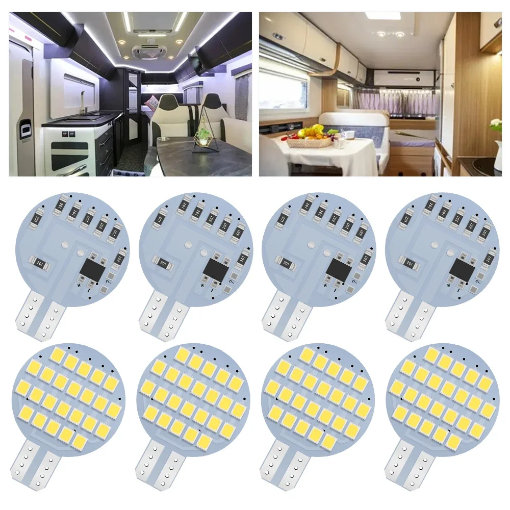 

4pcs 194 LED Bulbs T10 2825 168 194 Led RV Lights 12V DC AC Nonpolarity Car Interior Side Marker Trunk Light White Warm White