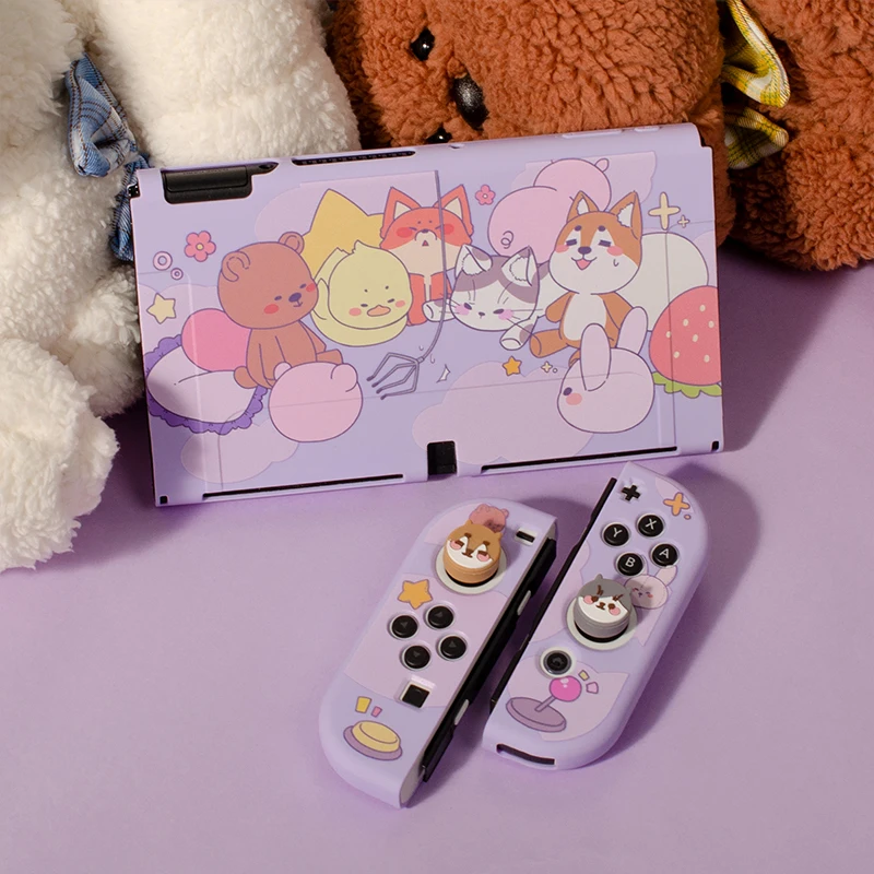 Interruptor caso oled tpu escudo protetor macio para nintendo interruptor oled joycon controlador rosa capa escudo para nintend interruptor oled