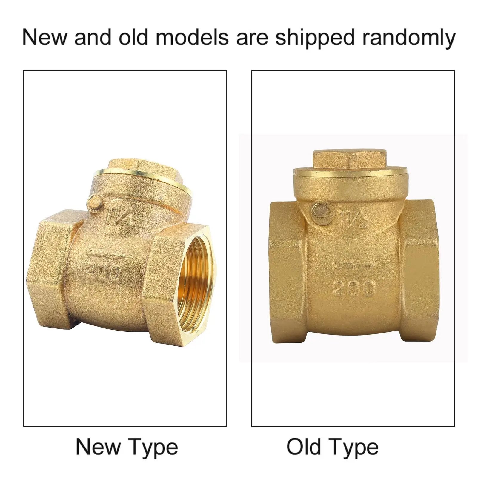 Brass Actuator Ball Valve DN32/DN40/DN50 Female Thread Non-return Swing Check Valve 232PSI Water Backflow Prevention