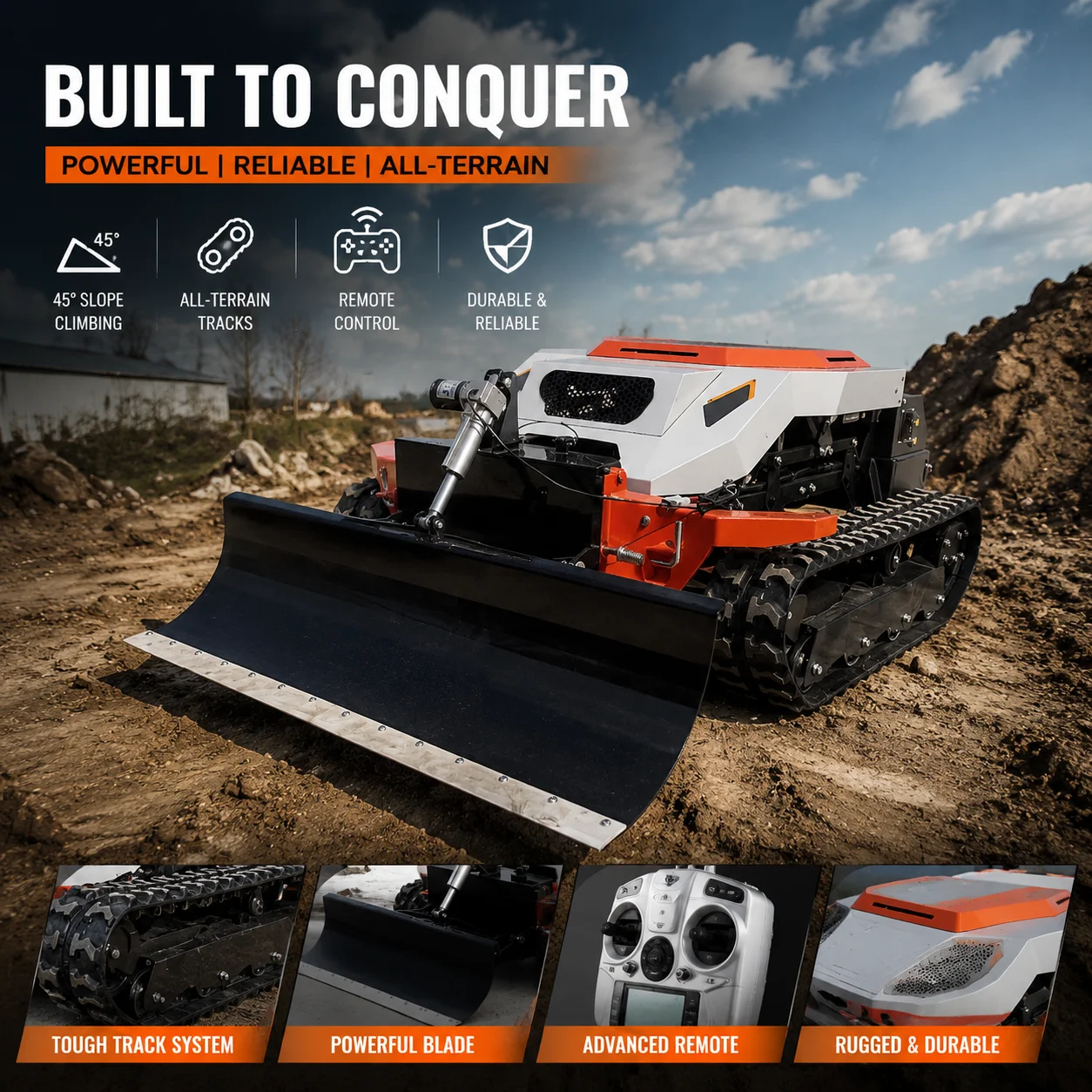 

Top Rank Remote Control Lawn Mower Electric Crawler Grass Cutter Landscape Maintenance Equipment