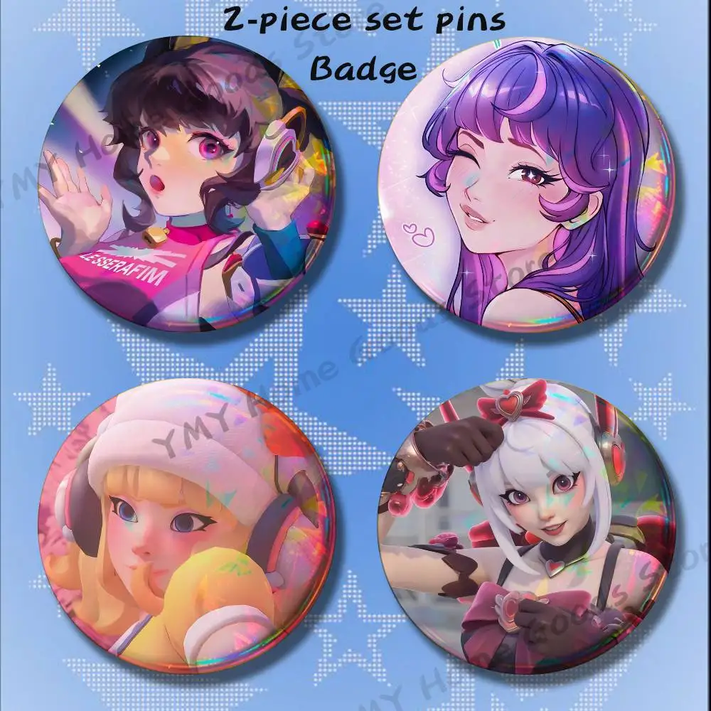 Anime Juno O-Overwatch 2-piece set Free Mix Backpack Clothes Jewelry Accessories Round Badge Collection Gifts