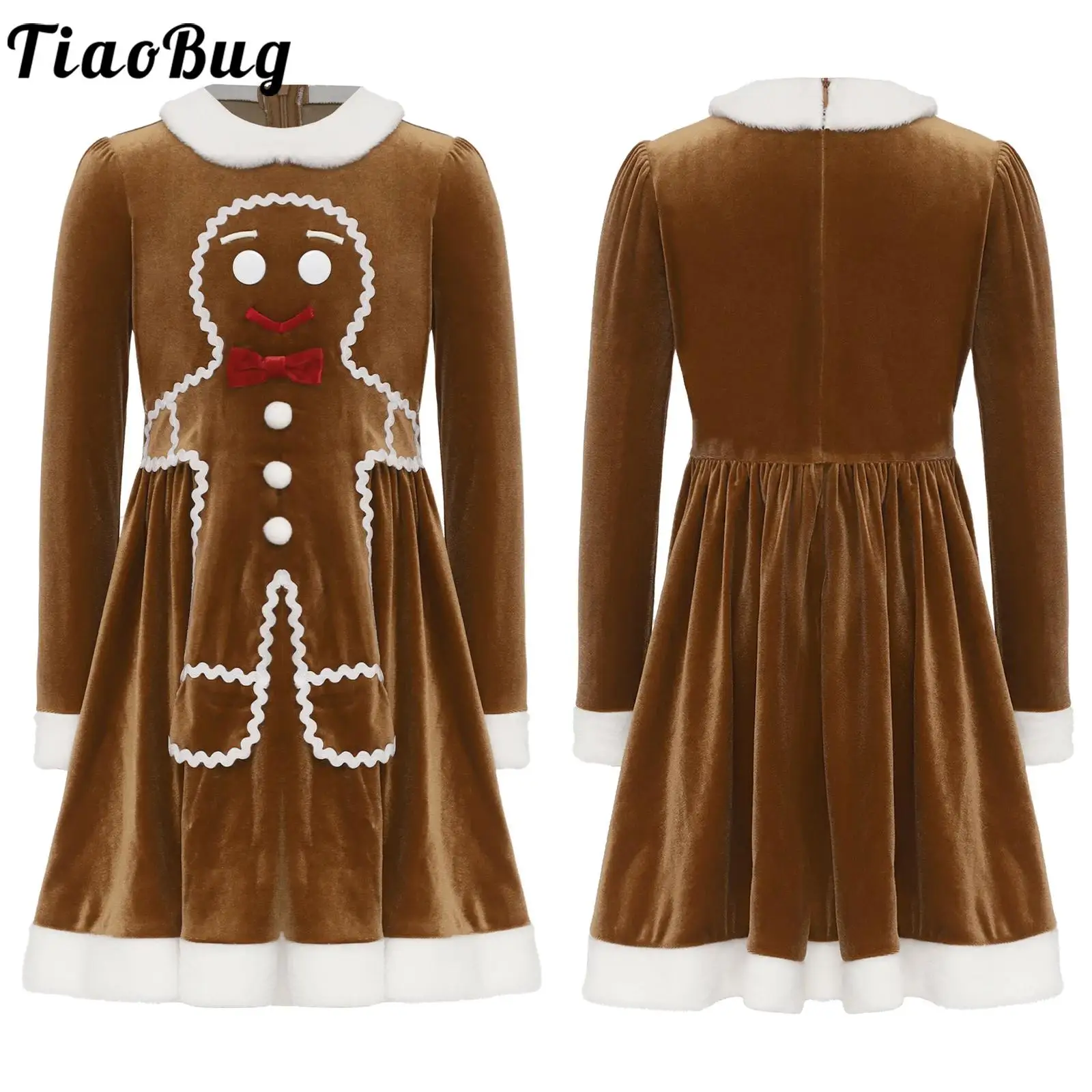 الفتيات عيد الميلاد الزنجبيل رجل زي توتو الباليه الشكل التزلج Dancewear هالوين عيد الميلاد الزنجبيل الخبز نمط فستان رقص #1