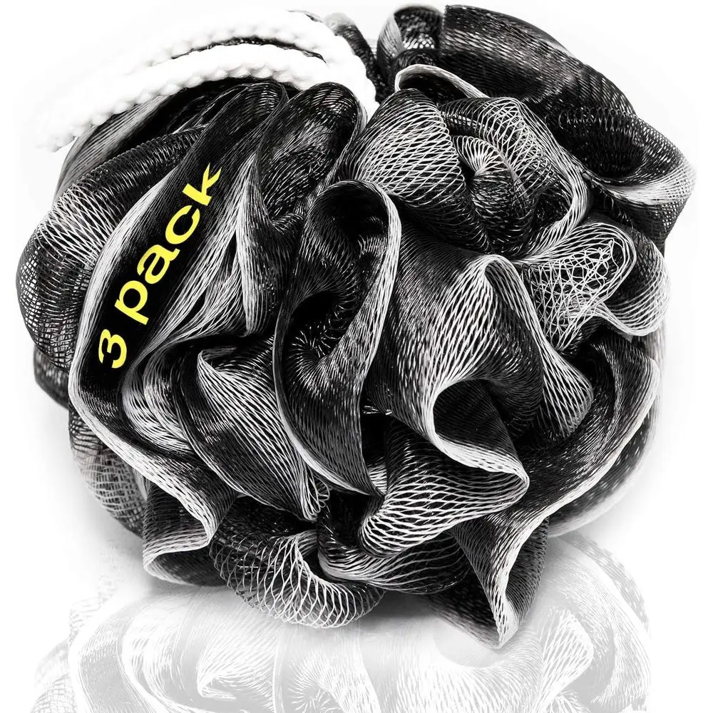 

Triple Pack 90g Charcoal Shower Loofahs - Ideal for Men & Women, Exfoliating Body Scrubber, Cleansing and Smoothing Skin, Remove