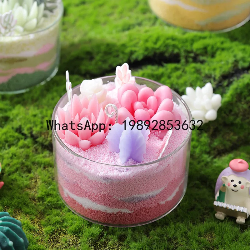 

LZ scented candle DIY succulent fragrance indoor plant cactus sand painting handmade wedding gift