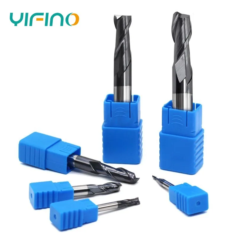 YIFINO HRC50 2-Flute Milling Cutter Tungsten Steel Carbide Nano Coating Flat End Mill For CNC Maching Center Endmills Tools