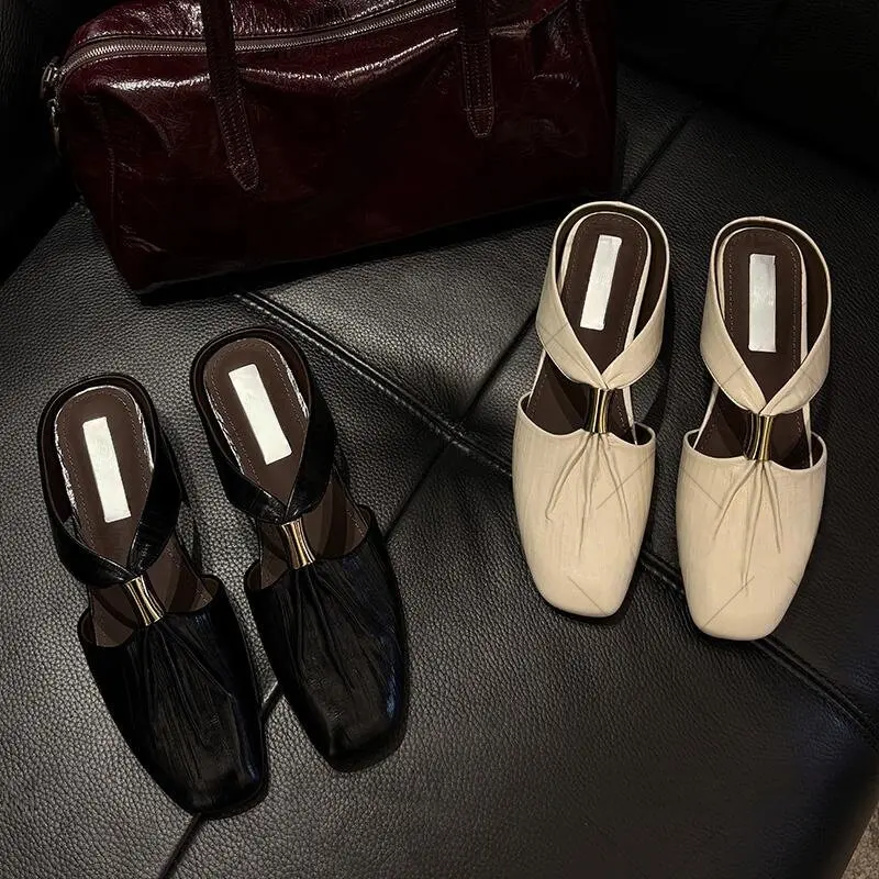 

Pleated French-style Head-wrapping Women's Anti-slip 2026 New Height-increasing Wedge Retro Sandals Versatile and Trendy