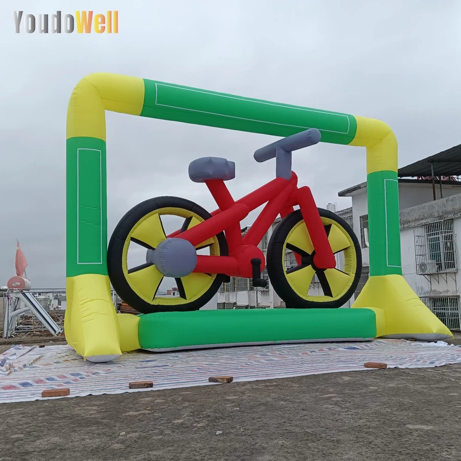 Customized Huge Inflatable Red Bicycle Model Arch Photo Frame For Advertising And Business Promotions