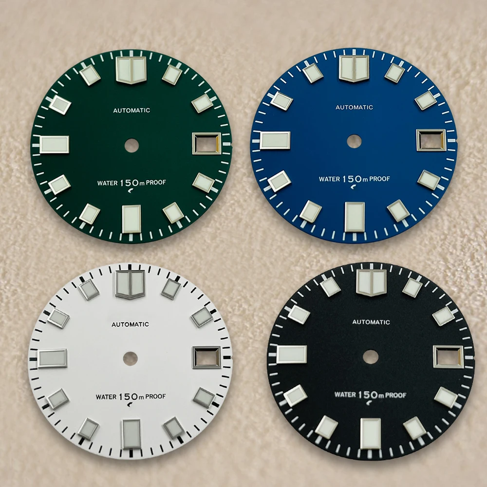 

28.5mm S Logo Matte Dial Fit NH35/NH36/4R/7S Japanese Movement Green Luminous Diving High-Quality Watch Modification Accessories