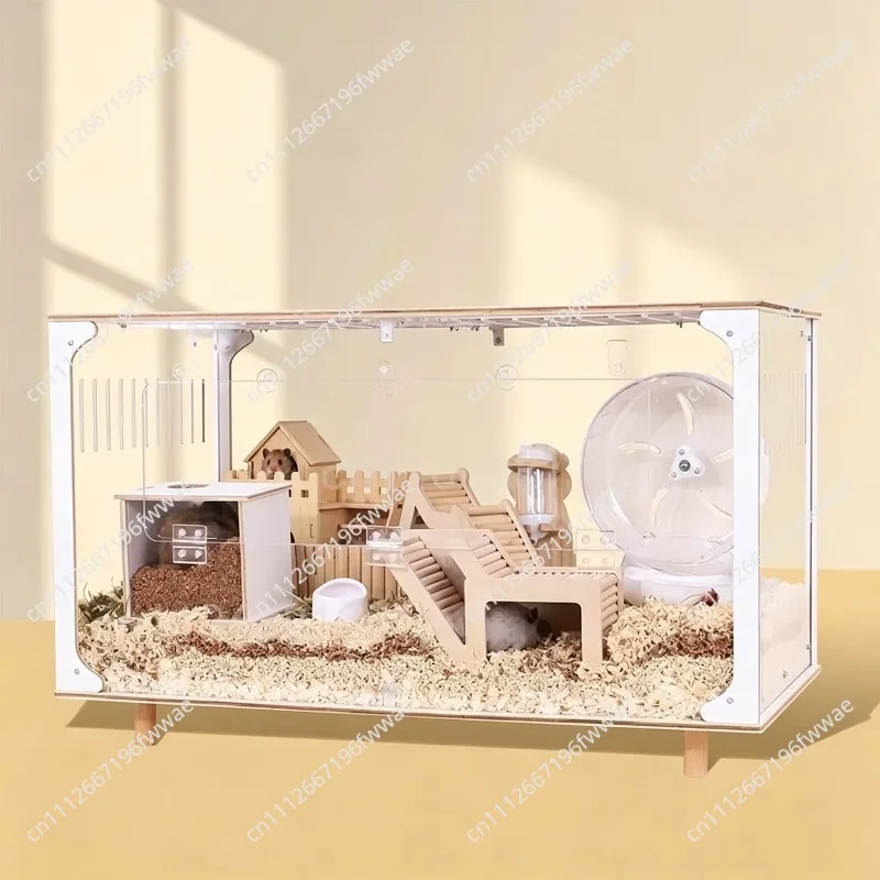 Hamster cage acrylic transparent oversized golden bear cage luxury landscaping villa special feeding box supplies