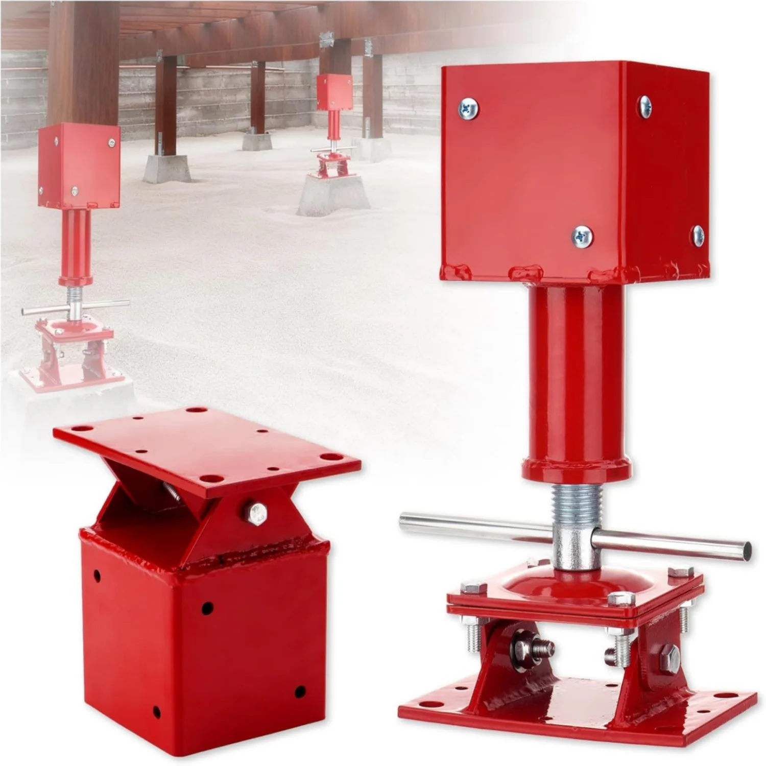 

4"x4" Screw Jack Post Kit,10.24"-13.78" Adjustable Height,0-30°Swivel,25000LBS Load Capacity for Floor Basement Lifting