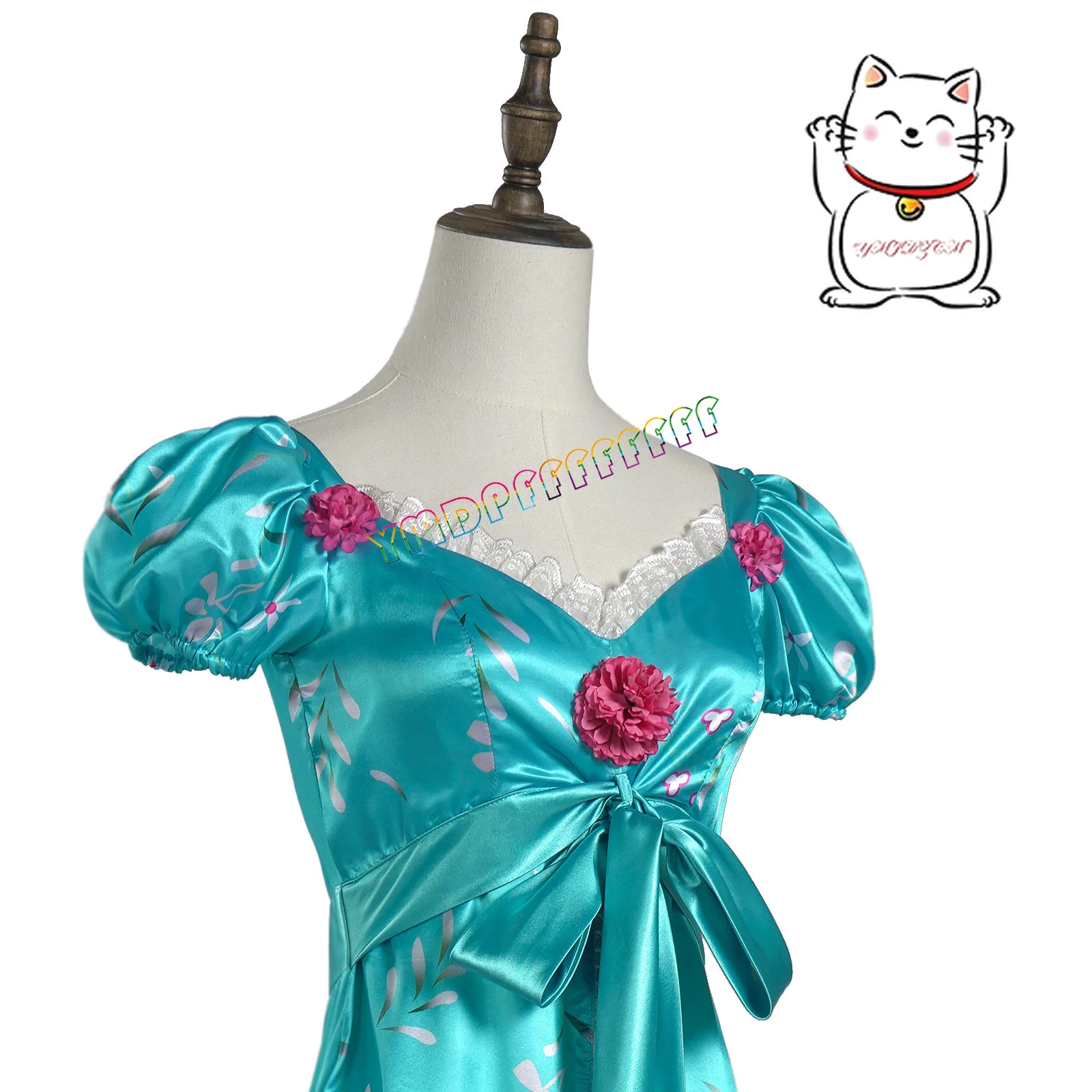 Anime Giselle cosplay vestido princesa noble verde elegante lazo floral nuevo estilo