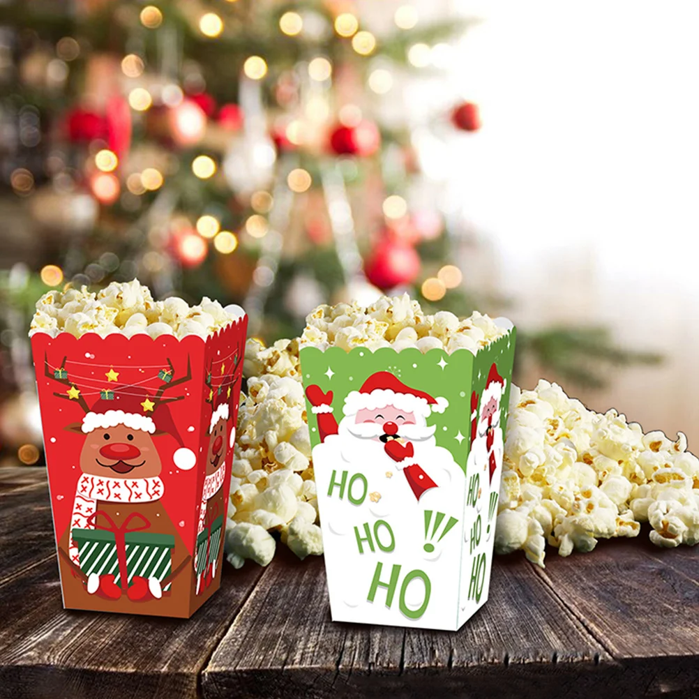 12 Pcs Popcorn Box Boxes Stylish Storage Container Xmas Pattern Wrapping Paper Festive Baby