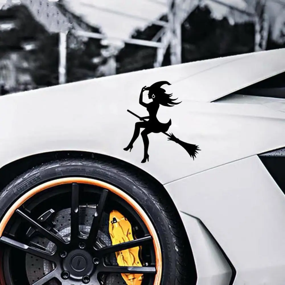 

Car Witch Decal Halloween Witch Sticker Halloween Witch Car Sticker Flying Broom Weather-resistant Self-adhesive Auto Suv