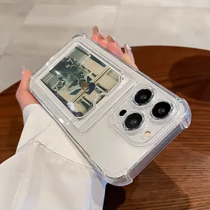 Casing Tempat Tas Slot Kartu Transparan untuk iPhone 16 15 14 13 12 11 Pro Max Mini X XR 7 8 Plus Dompet Bening Penutup Lembut Tahan Guncangan 8 kasus penjualan terbaik montblanc - №