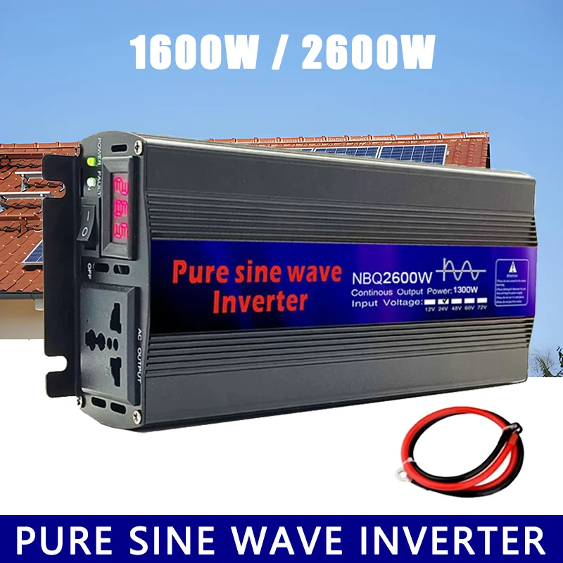 

Pure Sine Wave Inverter 2000W 2600W DC 12V 24V 48V 60V To AC 110V 220V Voltage Converter Doule Digital Display Transformer Power