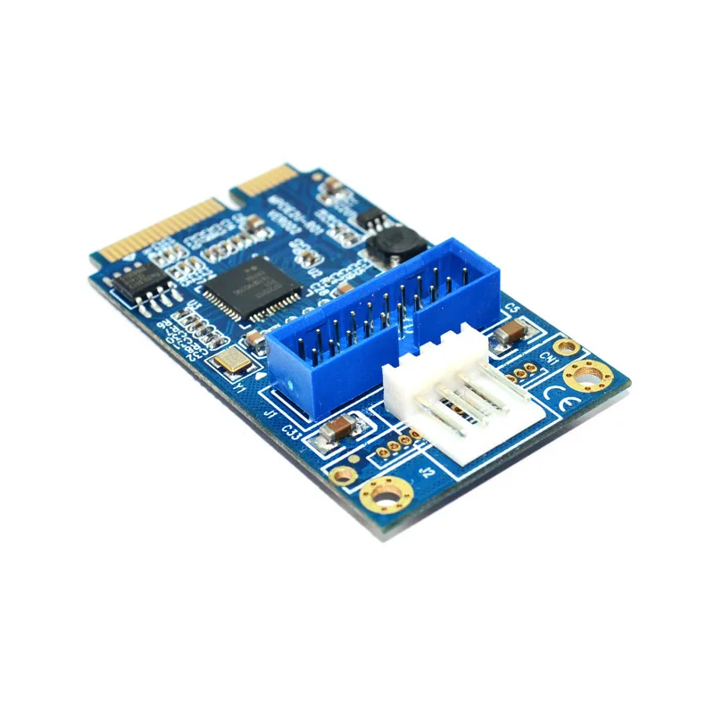 MINI PCIE to USB 3.0 Adapter Card 4Pin Power Connector MINI PCI-E to 19pin USB Front Panel 2 Ports USB 3.0 Expansion Card Riser