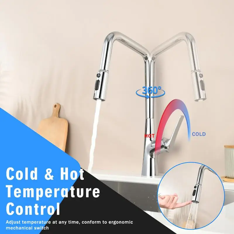 3-Function 360° Kitchen Faucet with One-Touch Control & FastConnect System