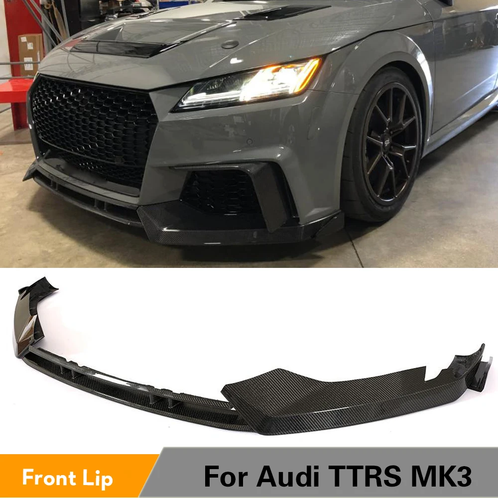 

Carbon Fiber /FRP Black Front Bumper Lip Spoiler for Audi TTRS MK3 2016 2017 2018 Carbon Bumper Lip Splitters Protector 5PCS