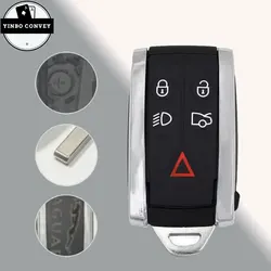 YINBO - 5 Buttons Smart Car Remote Key Fob Shell With Logo Housing Blanks Fob Case Cover Replaceme For Jaguar XF Fob 2007 - 2012