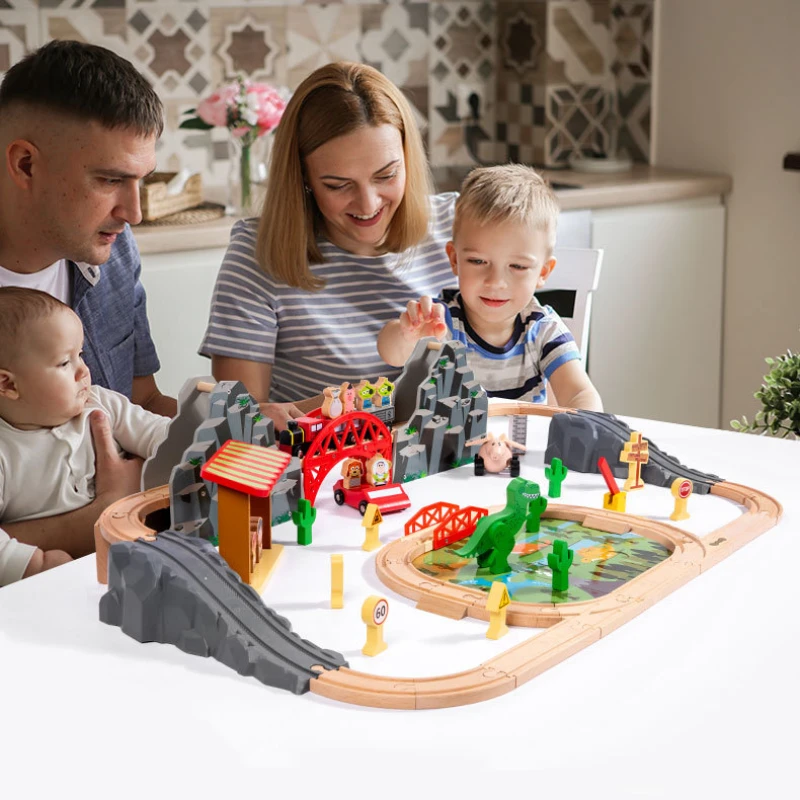 Jouet pour enfants Puzzle bricolage bois Mine Rail voiture Kit Diorama blocs de construction constructeur Montessori jeux de société jouets interactifs cadeau