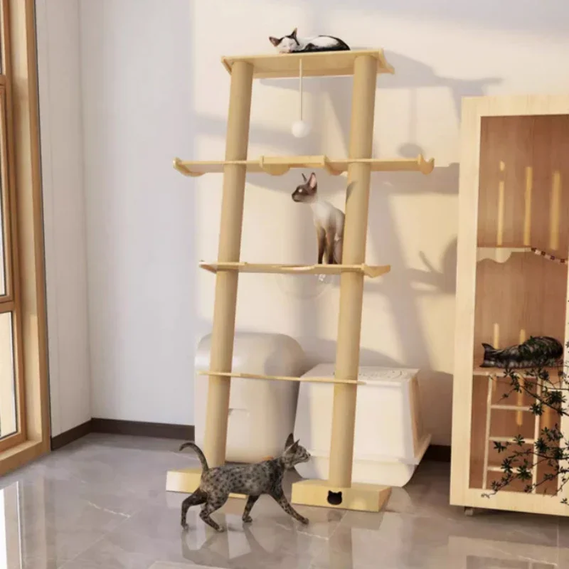 Leaning Tower Cat Stand  Jumping Platform  Nest Space Capsule  Tower Solid Wood Multi-layer Tower  Scratching Board