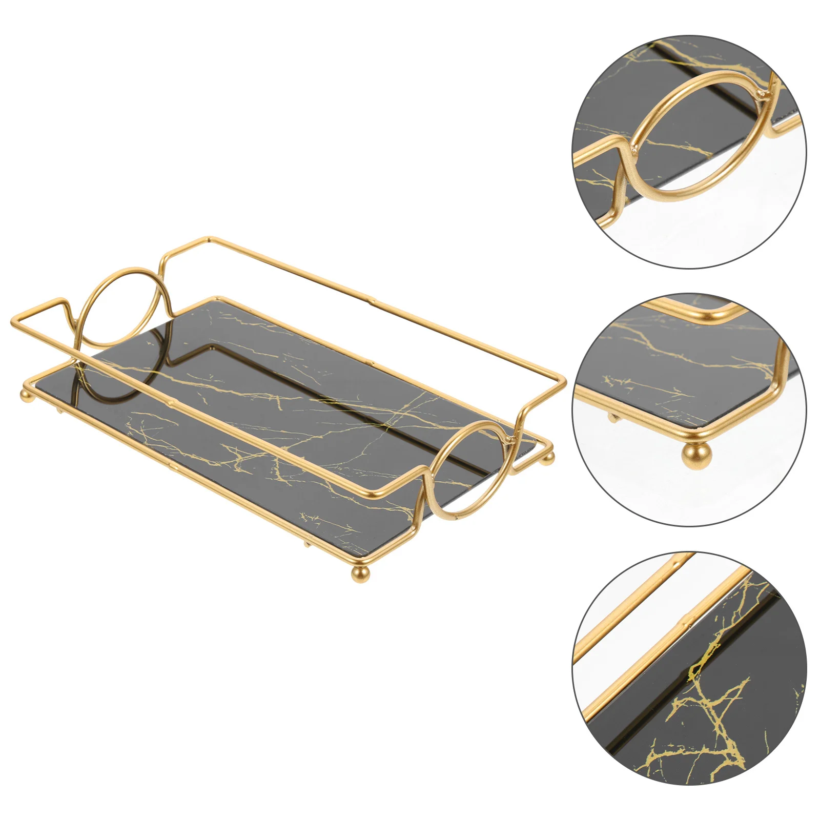 

Bathroom Vanity Tray with Iron Frame Perfume Holder for Countertop Makeup Organizer Cosmetics Storage Shower Essential