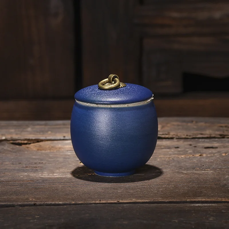 European Oval Ceramic Tea Caddy Sealed Moisture Proof Portable Tea Caddy Coffee Candy Nut Jar Food Container Home Decoration