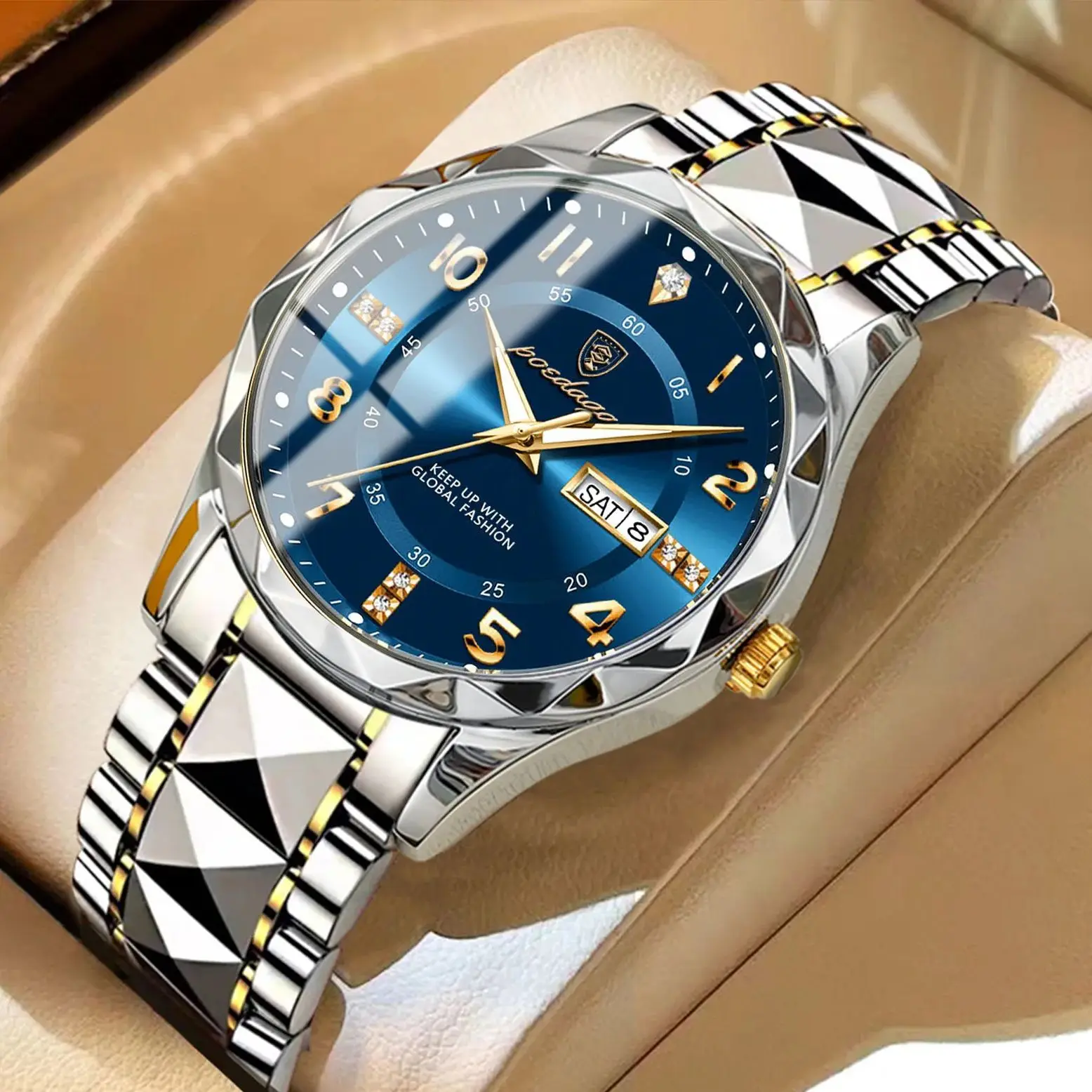 Reloj POEDAGAR de lujo para hombre, Reloj de pulsera luminoso con fecha y semana resistente al agua, relojes deportivos de cuarzo de acero inoxidable para hombre, Reloj masculino