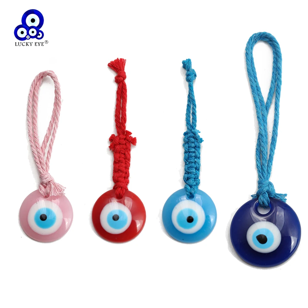 Lucky Eye Plastic Turkish Evil Eye Wall Hanging Handmade Woven Rope Chain Keychain Car Keyring for Women Men Fashion Jewelry