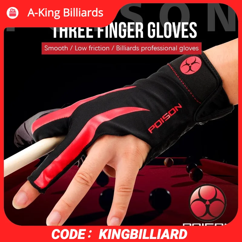 POISON Gloves Billiard Gloves One Piece Non-slip Lycra Fabric Pool Gloves Snooker Glove Profession Billiard Accessories