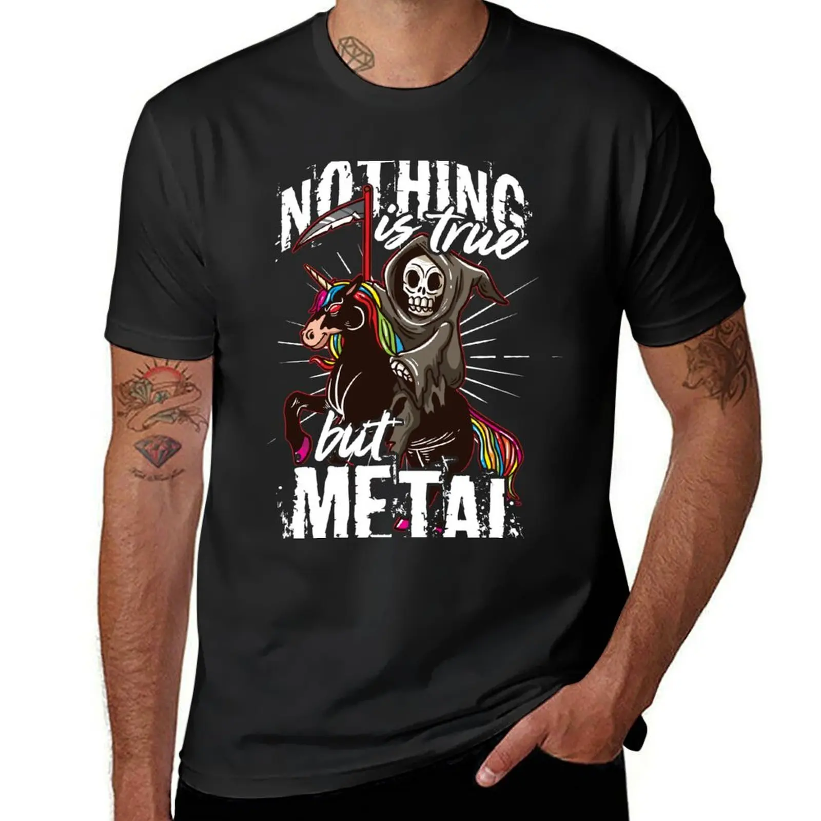 Heavy Metal Einhorn Metal Nothing is True But Death Metal Unicorn T-Shirt animal prinfor boys heavy weight t shirts for men