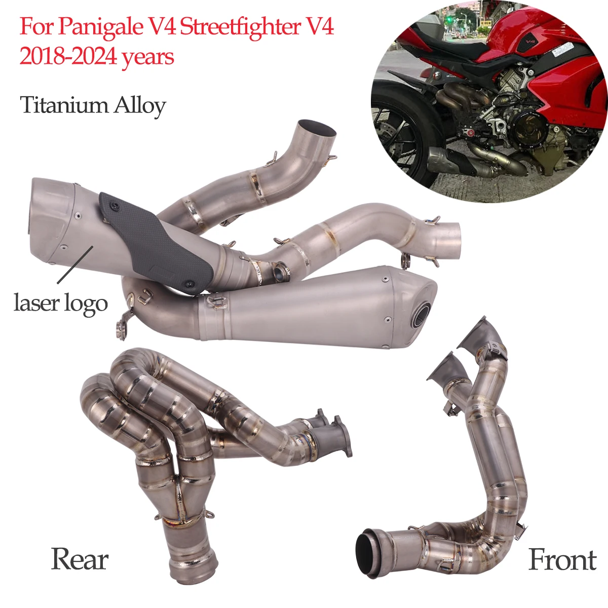 Exhaust Full System For Ducati Panigale V4 V4S Streetfighter V4 2018-2024 Modified Escape Front Pipe Dual Muffler With DB Killer