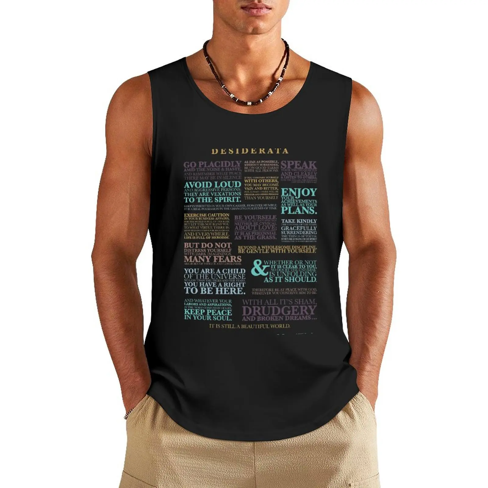 

Desiderata - A 1920's Prose Tank Top gym men Sleeveless T-shirt gym for men