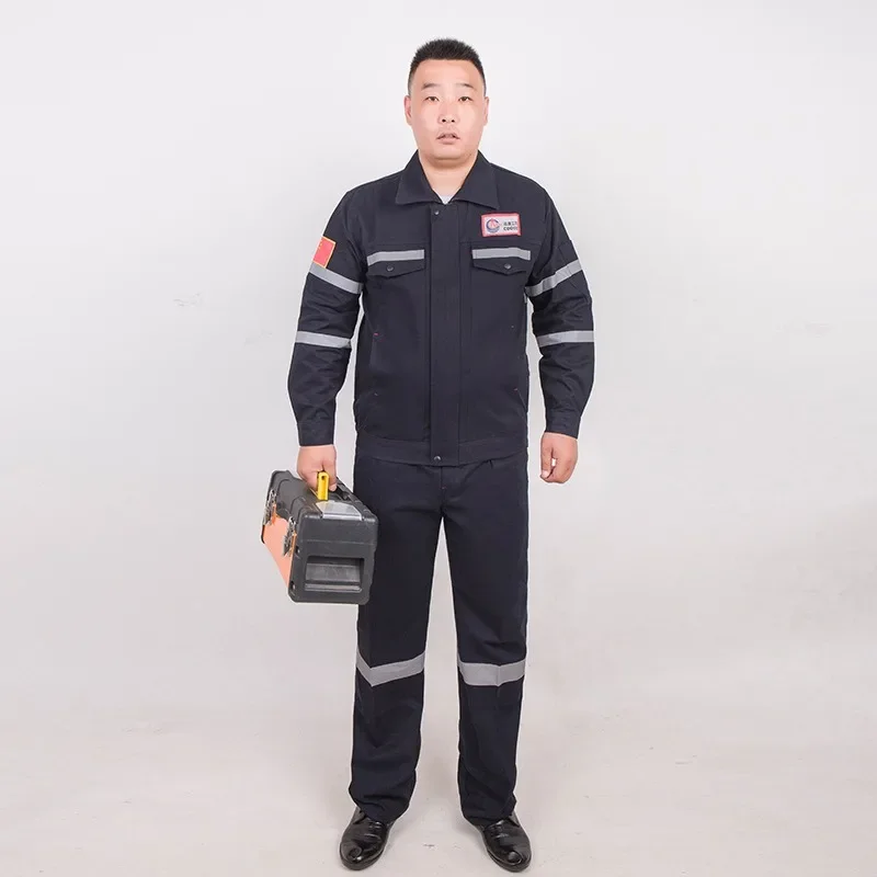 Overalls Pure Cotton Anti-burning Clothing Autumn and Winter Thickened Suit Male Bright Labor Protection Clothing Work Clothes