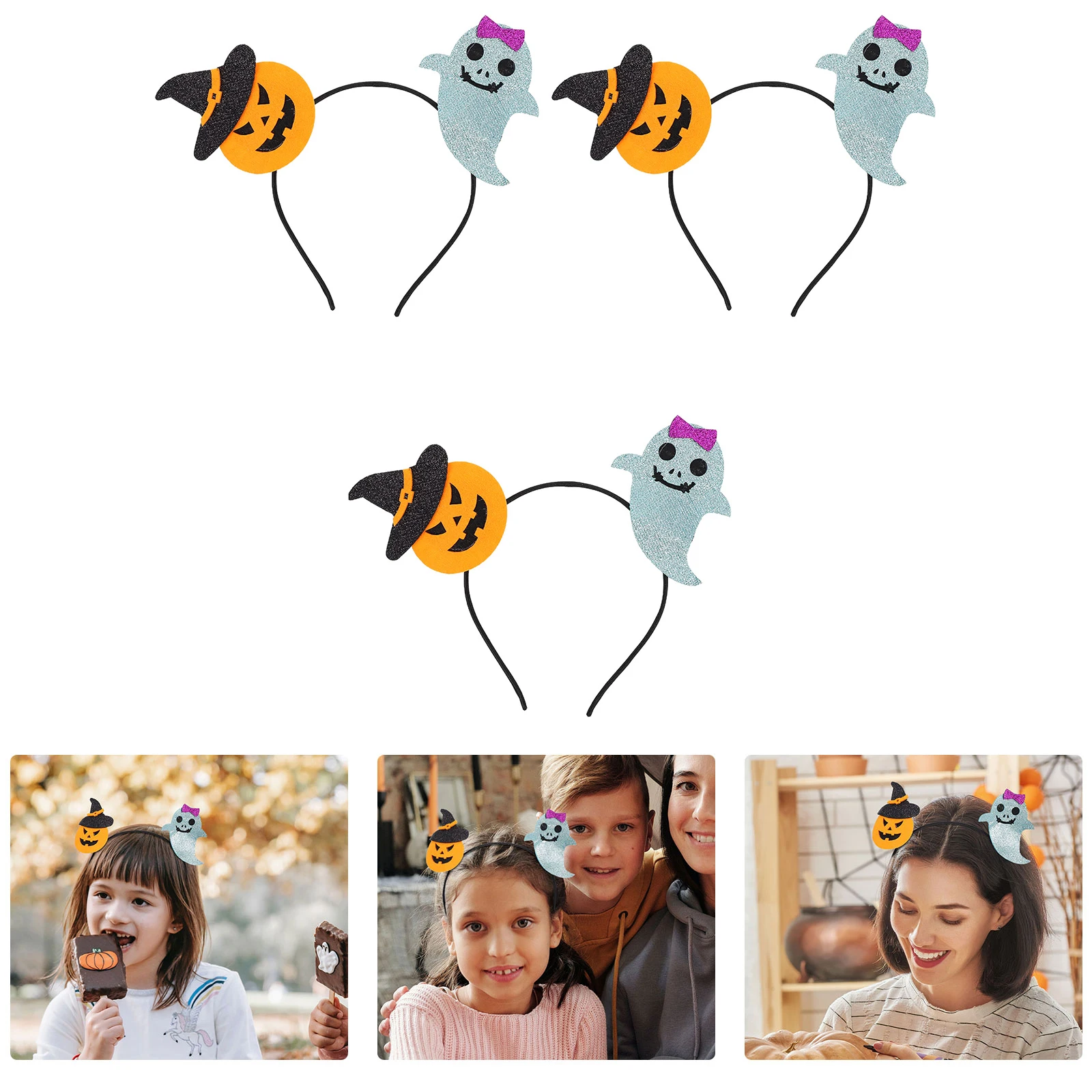 

3 Pcs Halloween Headband Festival Celebration Hair Hoop Hoops Decorative Props Chic Fabric Party Hairband Child