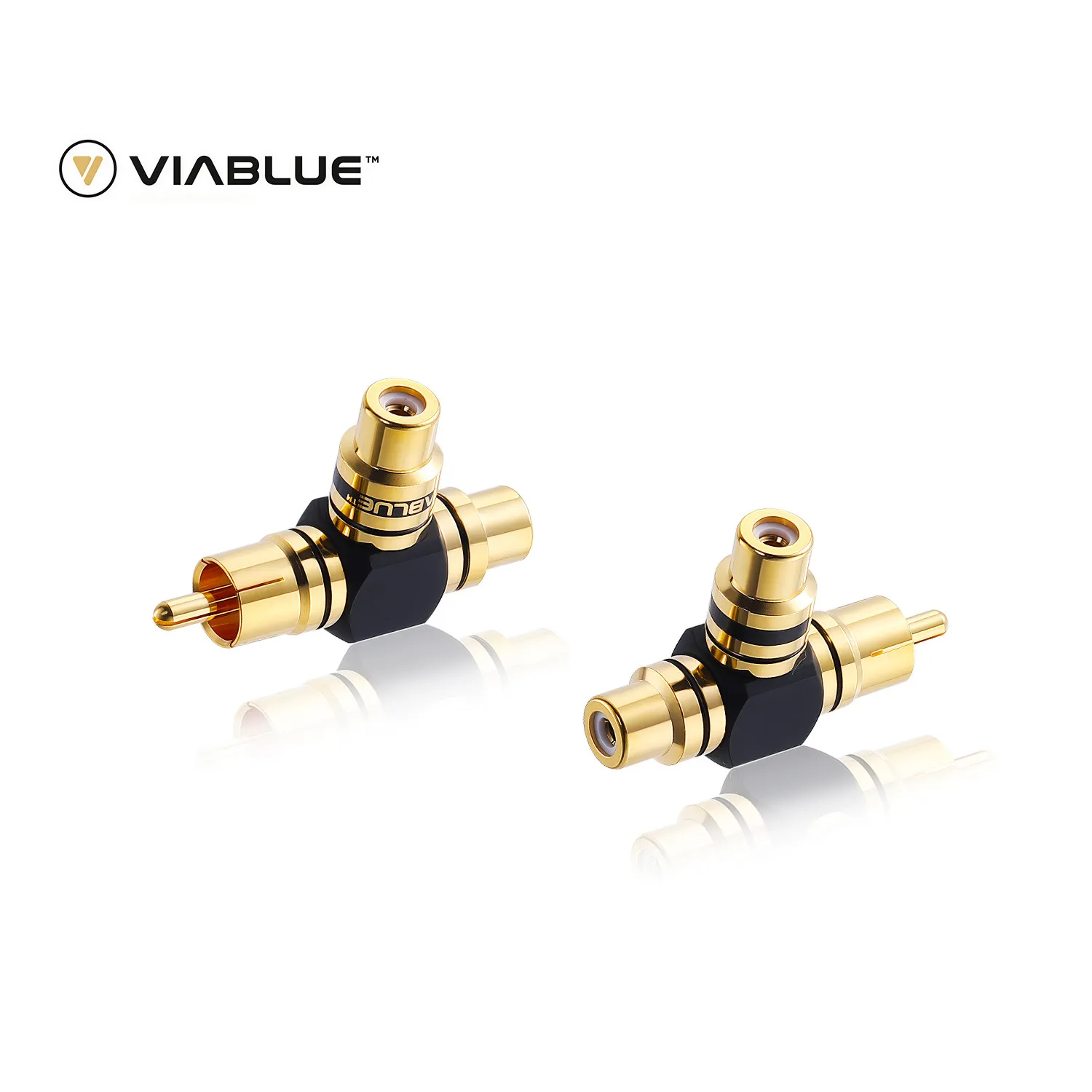 German VIABLUE XS Series RCA Y-Splitter Adapter, Coaxial Three-Way Connector