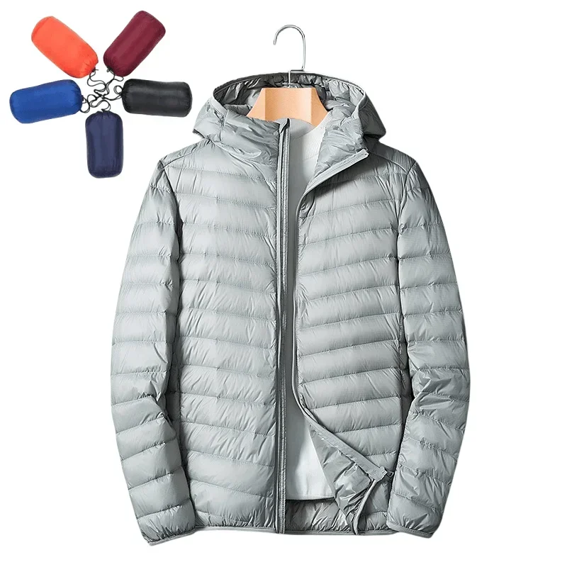 Uomo Ultra leggero antivento impermeabile Anti Fouling Anti-olio bianco anatra cappotto con cappuccio portatile maschio nuovo autunno inverno piumino