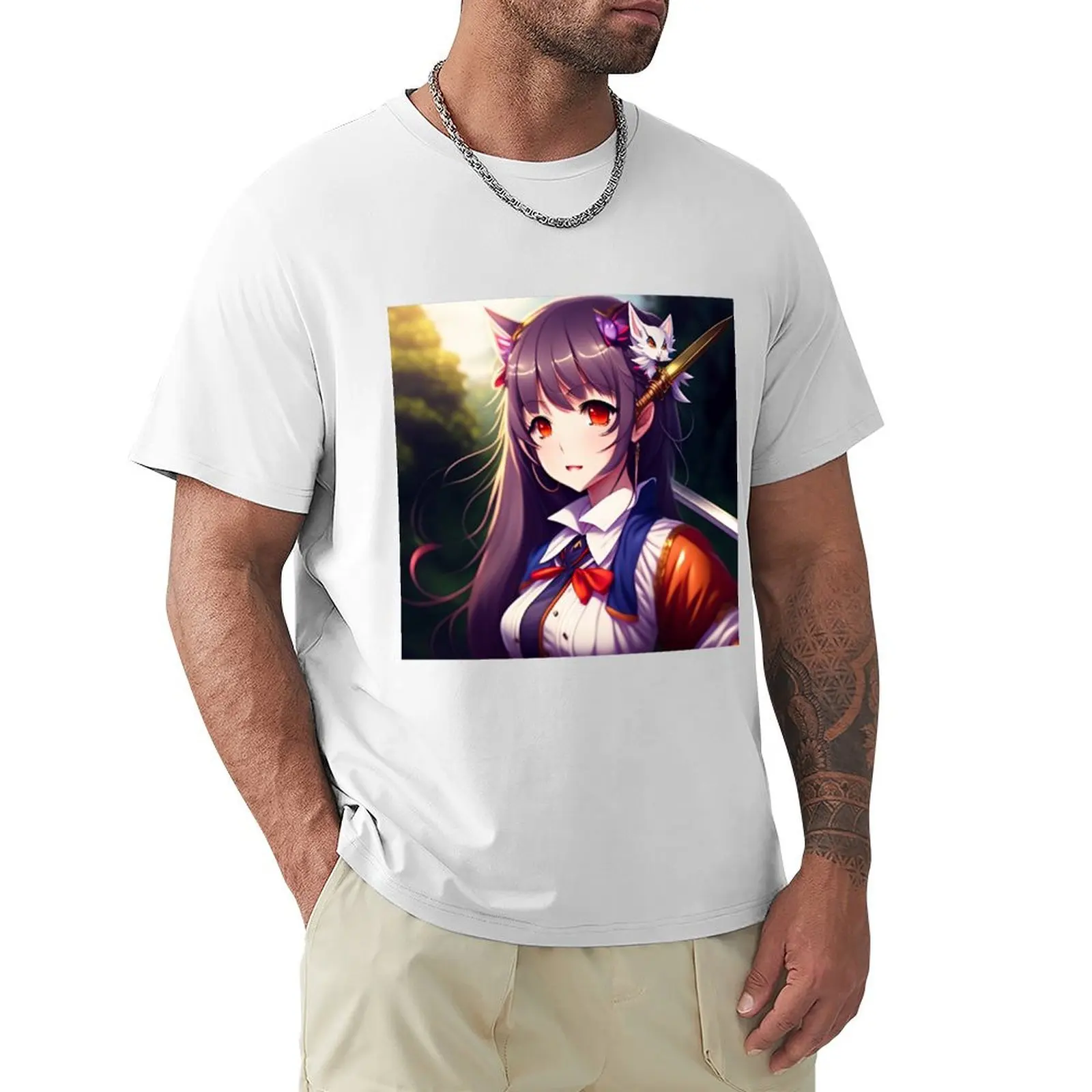 Anime Fantasy Schoolgirl AI Art T-Shirt boys whites quick drying t shirts for men graphic