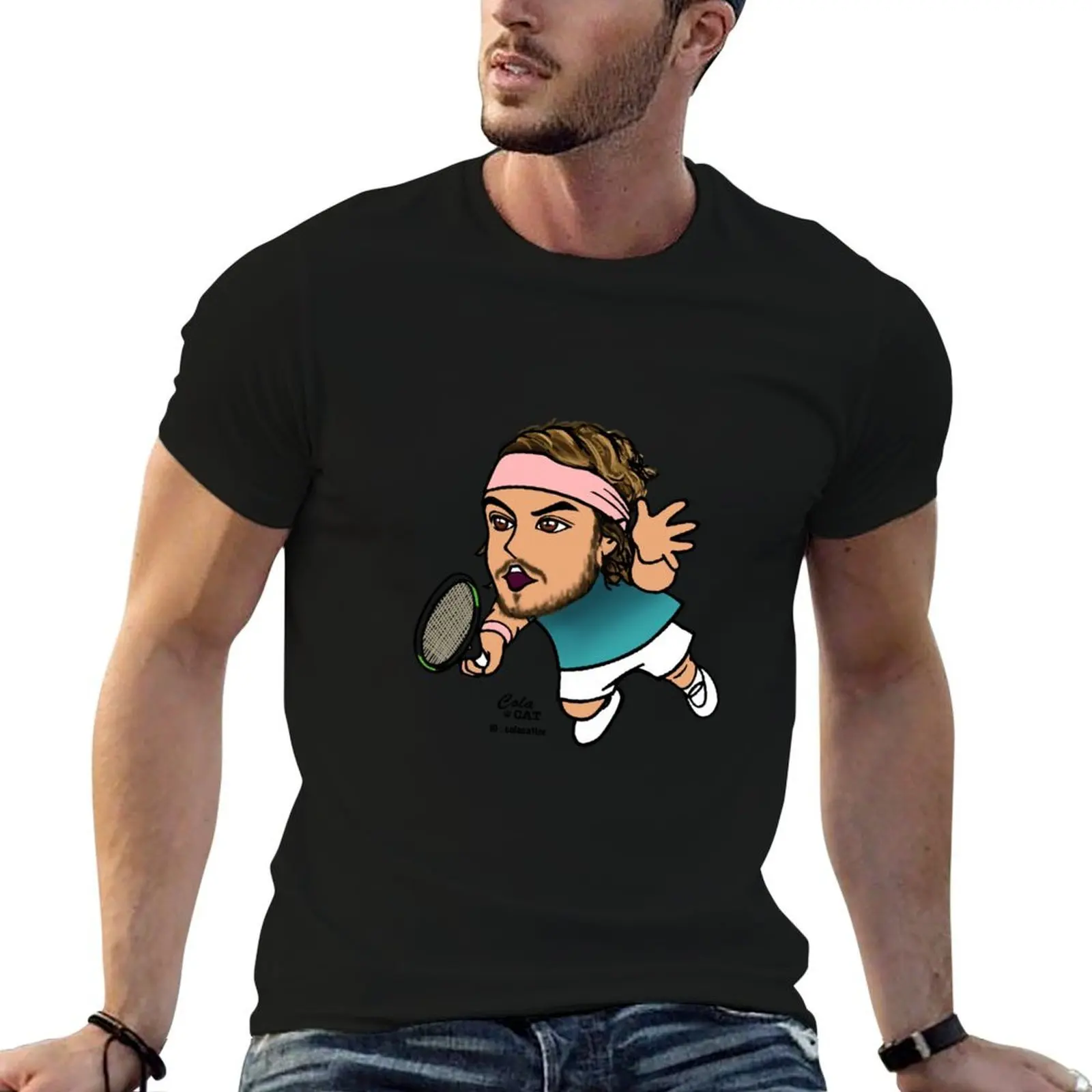 Stefanos Tsitsipas T-Shirt printed t shirts for man black cotton t-shirt plain for man package cotton tshirt 100% T-shirt